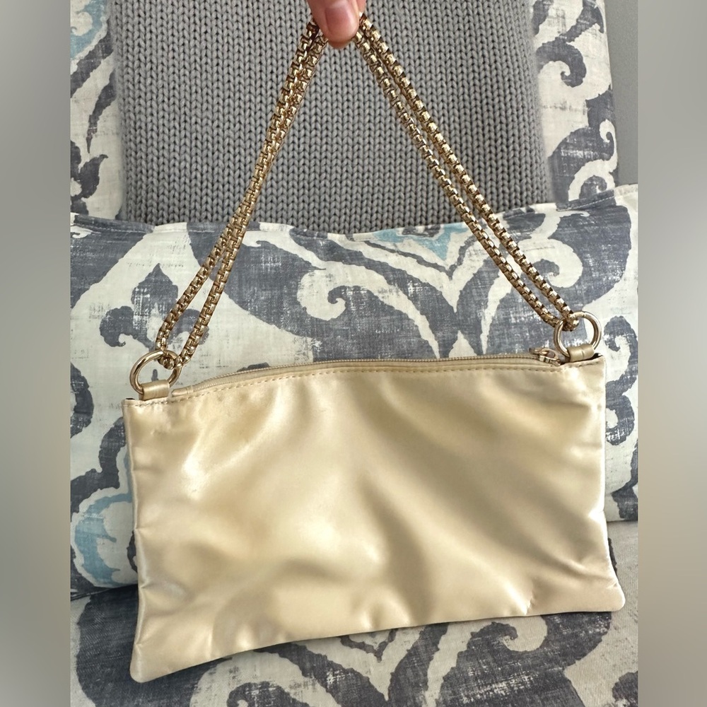 Cream Satin Evening Shoulder Bag